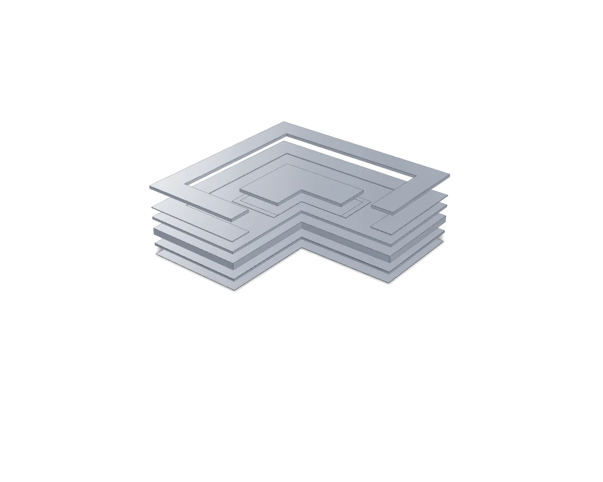 AI chip package warpage, design 1 (42 × 40 mm flip-chip BGA), as drawn